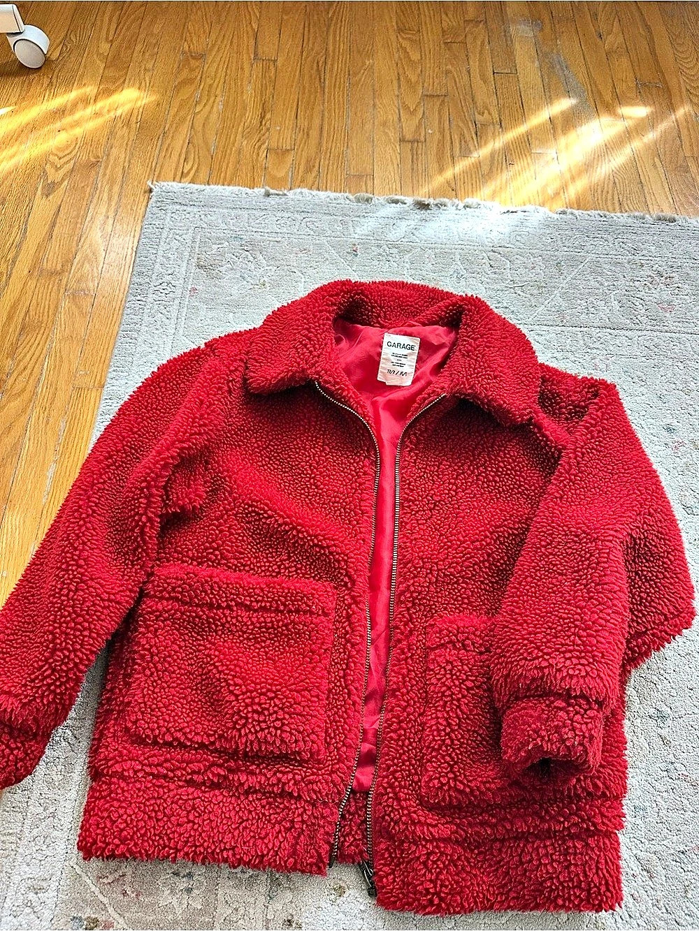 Garage Sherpa Teddy Jacket Red